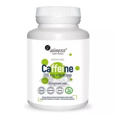 Caffeine 200 mg z guaraną Aliness - 100 kaps. VEGE