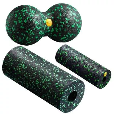Zestaw rollerów i piłeczek do masażu 4FIZJO - 2 rollery + 1 piłka - czarno-zielony