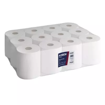 Ręczniki Mini Celuloza PREMIUM KAREN, białe, dwuwarstwowe - opakowanie 12 szt.