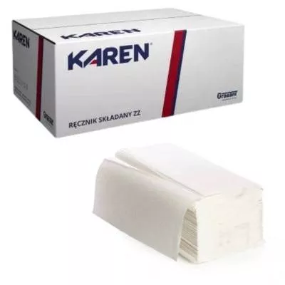 Ręczniki papierowe ZZ, celuloza PREMIUM KAREN,  białe - 4000 szt. 1 warstwowe