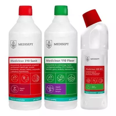 Zestaw produktów Medisept - Mediclean 310 Sanit, 110 Floor, 320 WC - Higiena gabinetu