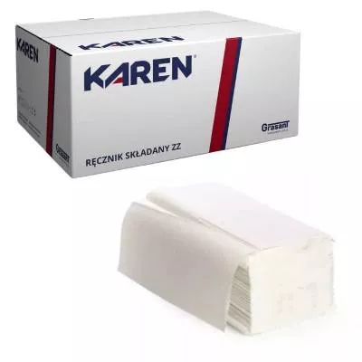 Ręczniki papierowe ZZ, celuloza PREMIUM KAREN, białe - 3000 szt. 2 warstwowe