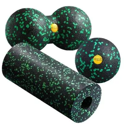 Zestaw rollerów i piłeczek do masażu 4FIZJO - 1 roller + 2 piłki - czarno-zielony
