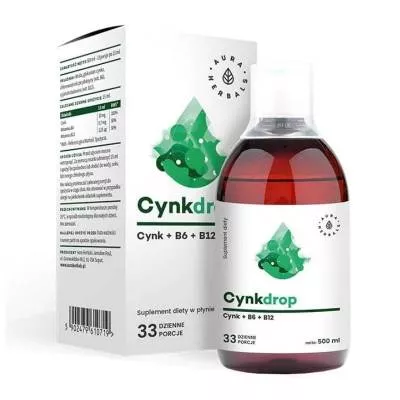 Cynkdrop Aura Herbals, cynk + B6 + B12, płyn 500 ml