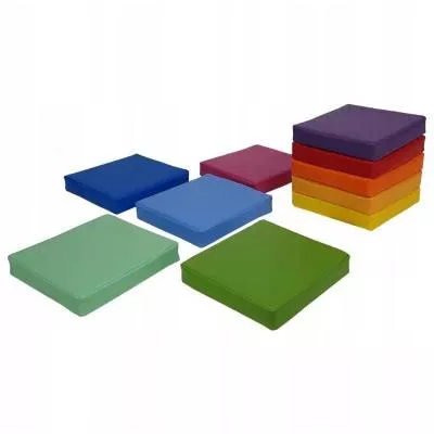 Zestaw poduszek kwadratowych - 40x40x5 cm - różne kolory - 10 szt.