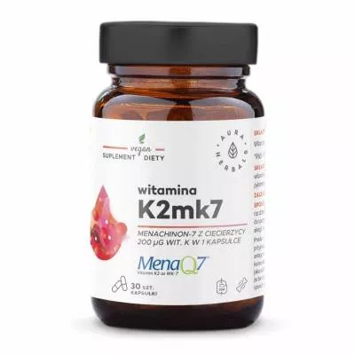 Witamina K2MK7 MenaQ7  200 μg Aura Herbals, kapsułki 30 szt.