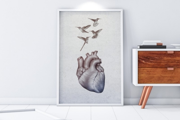 Plakat dekoracyjny serca w gabinecie