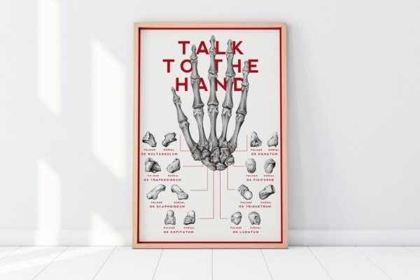 Plakat anatomiczny ręki w ramie